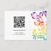 レインボーカラーズスクロール葉ゲイレズ結婚ビアン エンクロージャーカード (裏面)