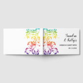 レインボーカラーズスクロール葉ゲイレズ結婚ビアン ゲストブック (全面)