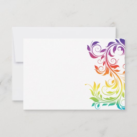 レインボーカラーズスクロール葉ゲイレズ結婚ビアン 出欠カード (裏面)