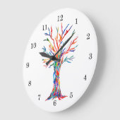 レインボーカラーズツリーオブライフ大時計 ラージ壁時計 (傾斜)