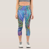 レインボーカラーズハッピー抽象芸術アート カプリレギンス (正面)