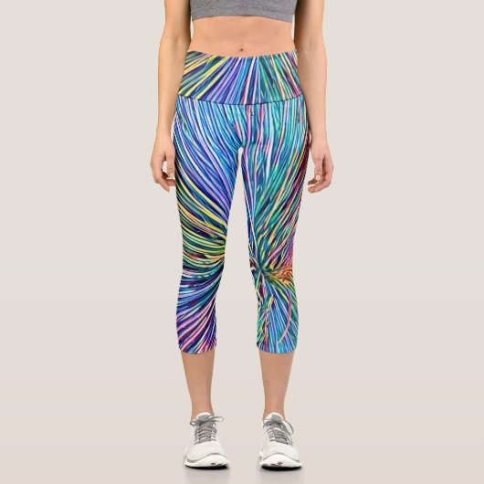 レインボーカラーズハッピー抽象芸術アート カプリレギンス (正面)