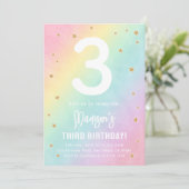 レインボーカラーズパステルズバースデーパーティーの招待 招待状 (スタンド正面)