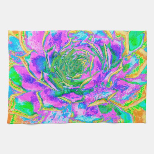 レインボーカラーズフィエスタジューセントセダムロゼット キッチンタオル (横)