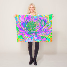 レインボーカラーズフィエスタジューセントセダムロゼット フリースブランケット