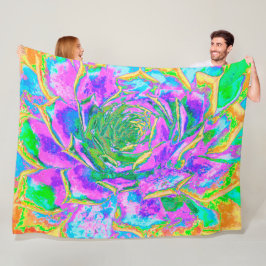 レインボーカラーズフィエスタジューセントセダムロゼット フリースブランケット