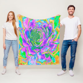 レインボーカラーズフィエスタジューセントセダムロゼット フリースブランケット