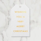 レインボーカラータイポグラフィメリークリスマス金ゴールド ギフトタグ (正面)