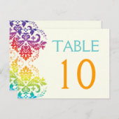 レインボーカラーダマスクのウェディングテーブル番号 ポストカード (正面/裏面)
