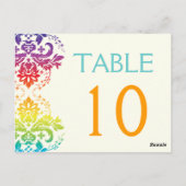 レインボーカラーダマスクのウェディングテーブル番号 ポストカード (裏面)