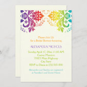 レインボーカラーダマスクウェディングブライダルシャワー 招待状 (正面/裏面)