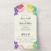 レインボーカラーダマスクゲイ、レズ結婚ビアン オールインワン招待状 (内側)