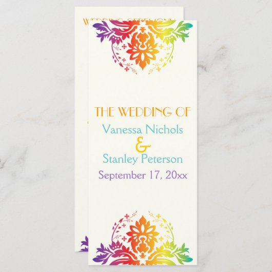 レインボーカラーダマスク結婚式プログラム プログラム (正面/裏面)