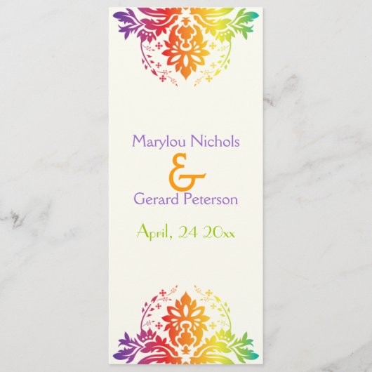 レインボーカラーダマスク結婚式プログラム プログラム (正面)