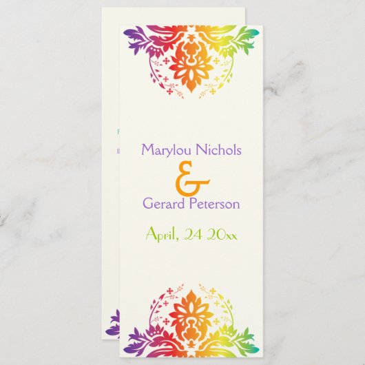 レインボーカラーダマスク結婚式プログラム プログラム (正面/裏面)