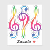 レインボーカラートレブルGクレフ、 音符記号 シール (シート)