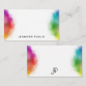 レインボーカラーハンドスクリプトモノグラムテンプレート ノートカード (正面/裏面)