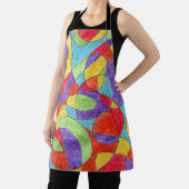 レインボーカラーハンドドロッドクレヨンドルパターン エプロン (インサイチュ)