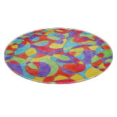 レインボーカラーハンドドロッドクレヨンドルパターン カッティングボード (角)