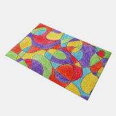 レインボーカラーハンドドロッドクレヨンドルパターン ドアマット (アングル)