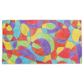 レインボーカラーハンドドロッドクレヨンドルパターン 枕カバー (正面右)