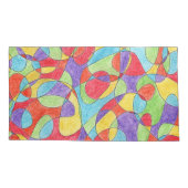 レインボーカラーハンドドロッドクレヨンドルパターン 枕カバー (裏面-左)