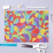 レインボーカラーハンドドロッドクレヨンドルパターン 薄葉紙 (クラフト)