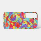レインボーカラーハンドドロッドクレヨンドルパターン SAMSUNG GALAXYケース (裏面横)