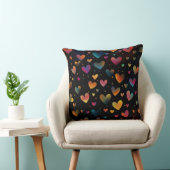 レインボーカラーハート銀河系ブラックバックグラウンド クッション (椅子)