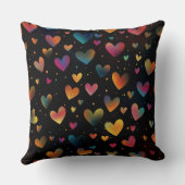 レインボーカラーハート銀河系ブラックバックグラウンド クッション (裏面)