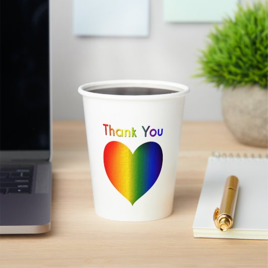 レインボーカラーハート 紙コップ (インサイチュ)