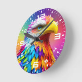 レインボーカラーバルドイーグル–654707 ラウンド壁時計 (傾斜)