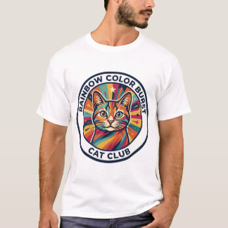 レインボーカラーバースト 猫 かわいい 子猫 デザイン - レインボー Tシャツ