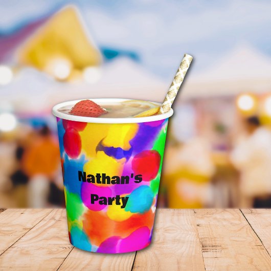 レインボーカラーパーソナライズされたスプラッシュ 紙コップ