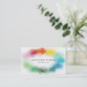 レインボーカラーピンク赤黄色ブルーグリーンパープル 名刺 (スタンド正面)