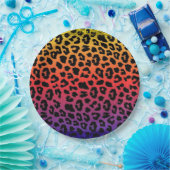 レインボーカラーファンタジーレオパード印刷パターン ペーパープレート (パーティー)