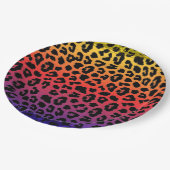 レインボーカラーファンタジーレオパード印刷パターン ペーパープレート (アングル)