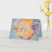 レインボーカラーフィッシュウォーターカラーシー誕生日カード カード (黄色い花)