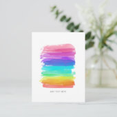 レインボーカラーブラシストロークカスタム文字固定 ポストカード (スタンド正面)