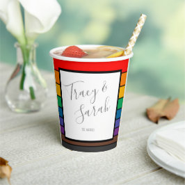 レインボーカラーブロックのストライプ 紙コップ