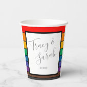 レインボーカラーブロックのストライプ 紙コップ (裏面)