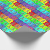 レインボーカラーブロッククリスマスツリーギフトラップ ラッピングペーパー (角)