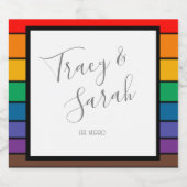 レインボーカラーブロックストライプのオプション スパークリングワインラベル (シングルラベル)