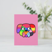 レインボーカラーペットドおもしろいグカラフルパピー ポストカード (スタンド正面)