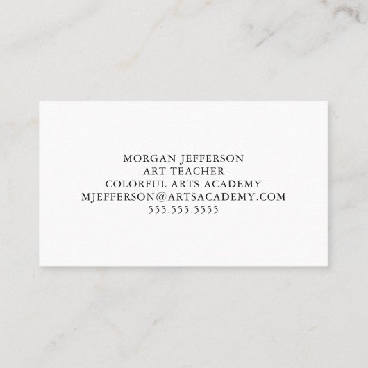 レインボーカラーペンシルアート先生アーティストスタジオ 名刺 (裏面)