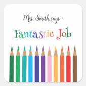 レインボーカラーペンシル報酬スタンプ スクエアシール (正面)