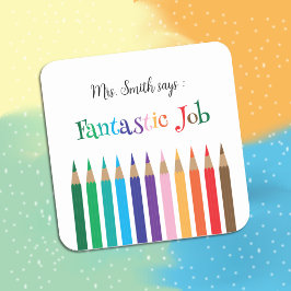 レインボーカラーペンシル報酬スタンプ スクエアシール