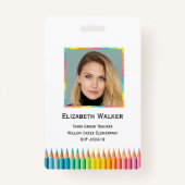 レインボーカラーペンチルススクール先生 バッジ (正面)