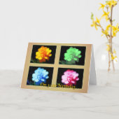 レインボーカラーポップ・アートのアート誕生日カード カード (黄色い花)