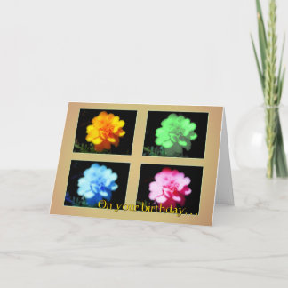 レインボーカラーポップ・アートのアート誕生日カード カード